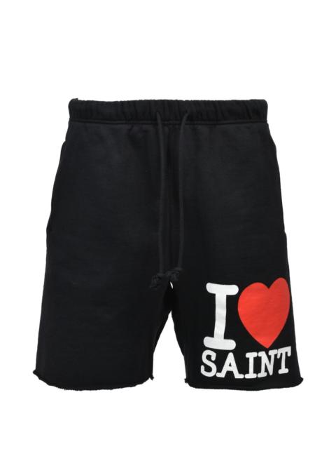 SAINT M×××××× graphic-print raw-hem shorts
