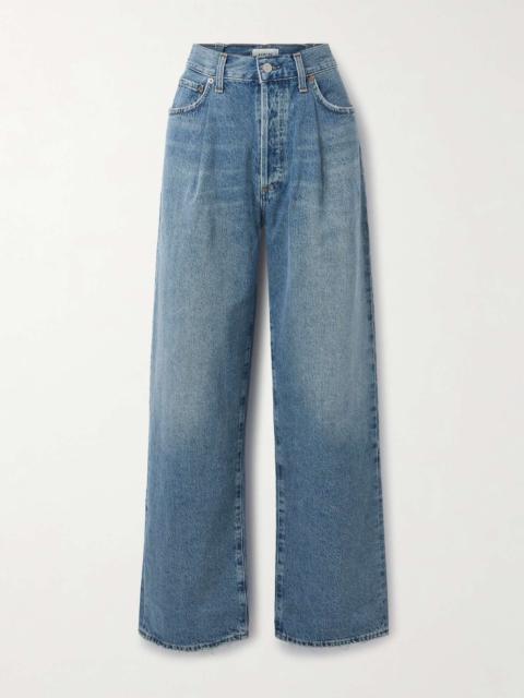 Franka pleated high-rise wide-leg jeans Mid denim