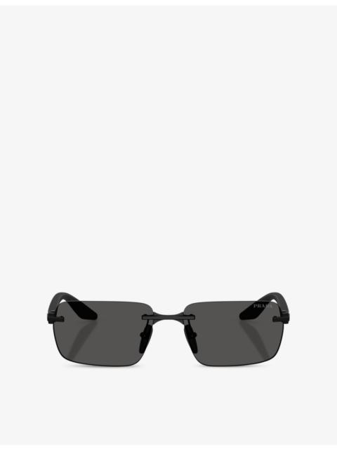 Prada PS C52S Rectangle-Frame Metal Sunglasses