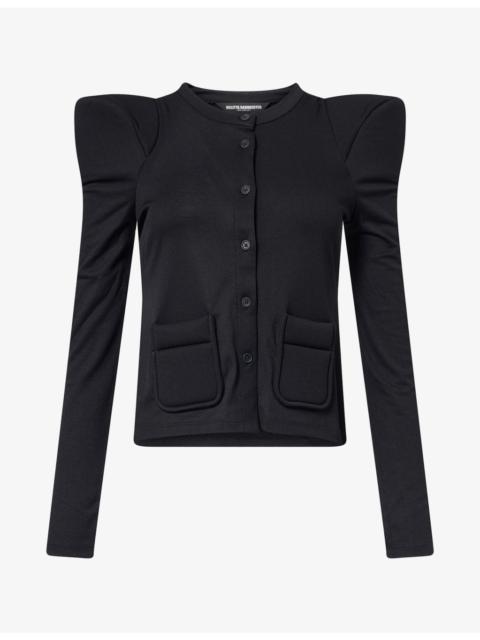 MELITTA BAUMEISTER Foamy Shoulder Stretch-Rib Cardigan