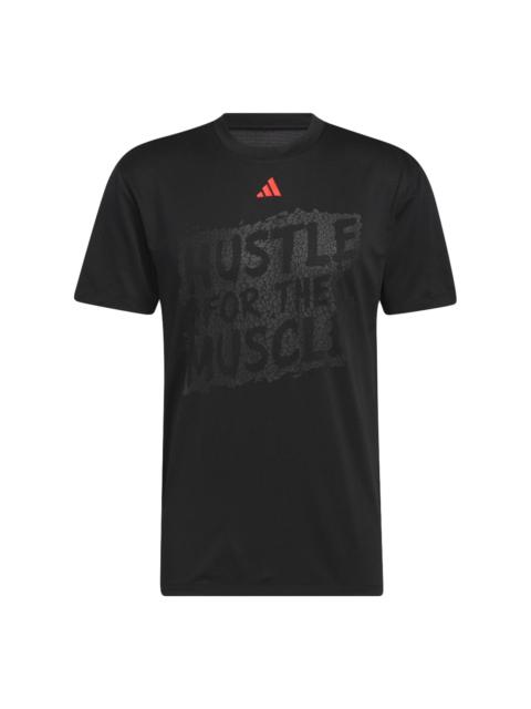adidas Hustle For The Muscle Aeroready Short Sleeve Graphic Training T-Shirts 'Black' HT3016