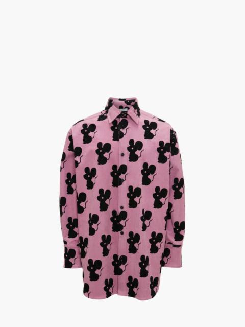 ALL OVER MOUSE OVERSIZED CORDUROY SHIRT