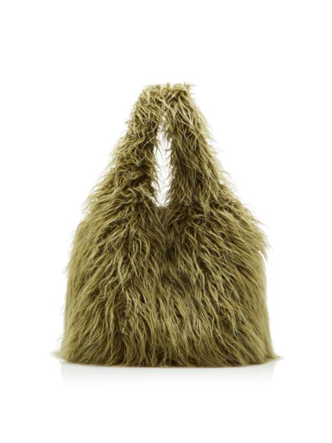 Dries Van Noten Faux Fur Tote green