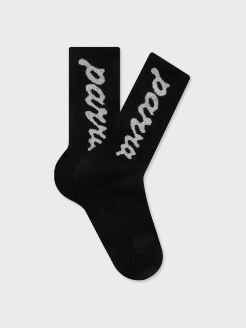 by Parra LOWERCASE SCRIPT LOGO CREW SOCKS - BLACK
