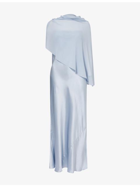 Reformation Lilibeth Detachable-Cape Silk Midi Dress