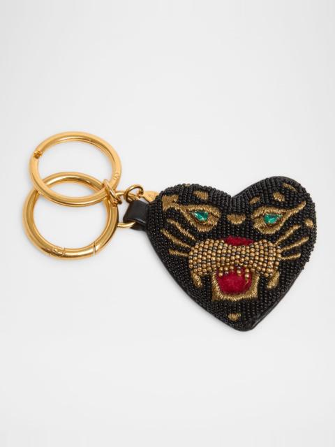 Valentino Coeur De Chat Beaded Heart-Shaped Key Ring