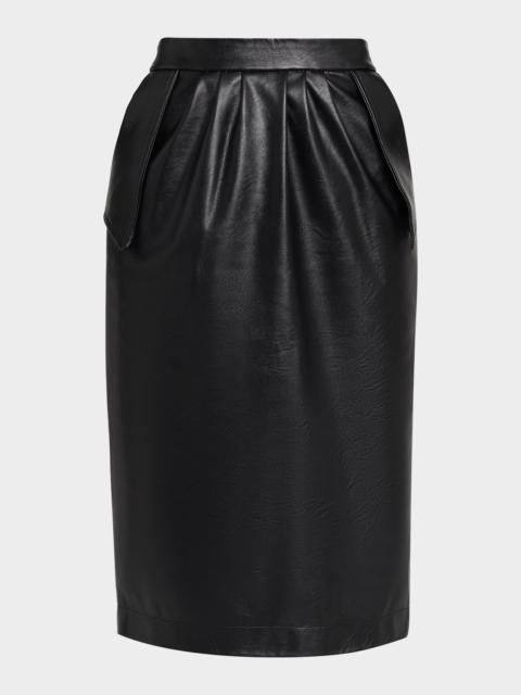 Stella McCartney Vegan Leather Gathered Midi Pencil Skirt