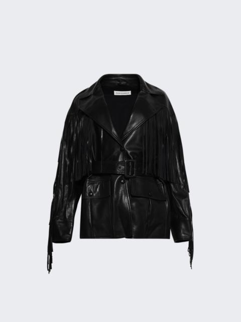 NOUR HAMMOUR Cassidy Leather Fringe Jacket Black