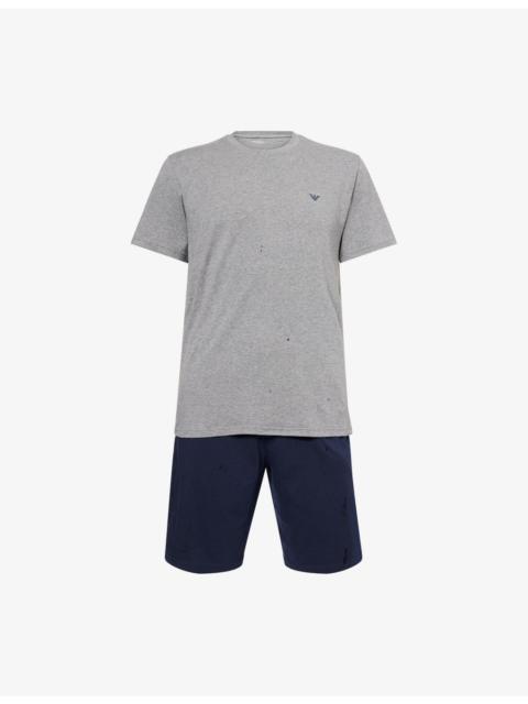 EMPORIO ARMANI Logo-Print Regular-fit Stretch Cotton-Jersey Pyjamas