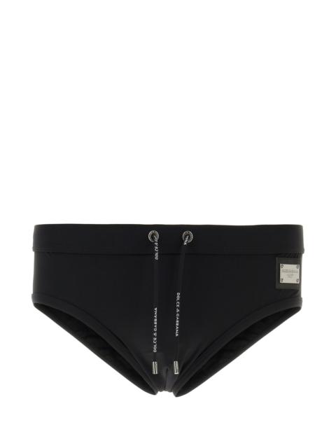 Black stretch nylon swimming brief