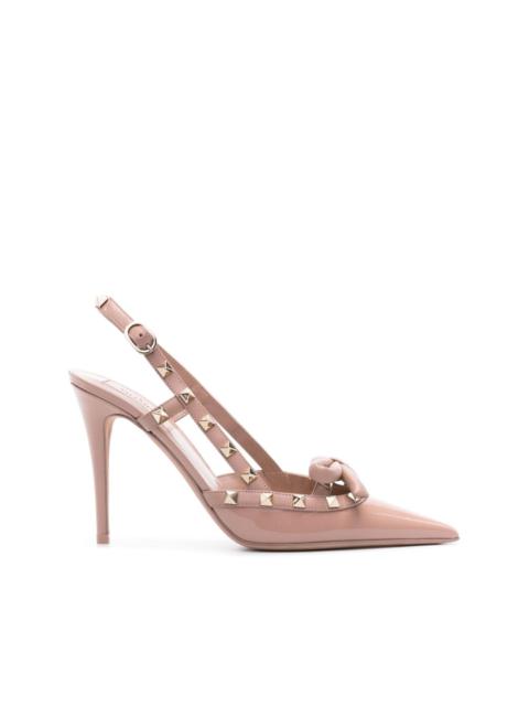 Rockstud Bow 100mm slingback pumps