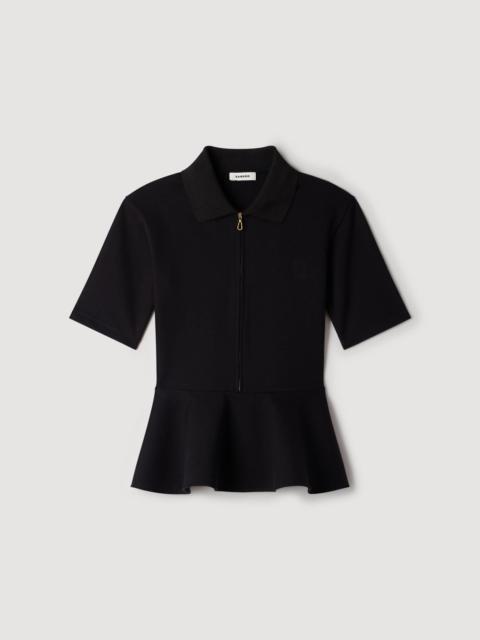 Sandro PEPLUM TOP WITH POLO COLLAR