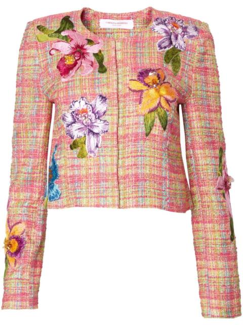 CAROLINA HERRERA floral-embroidered tweed jacket