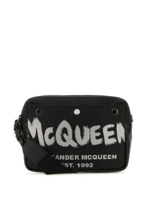Black fabric McQueen Graffiti crossbody bag