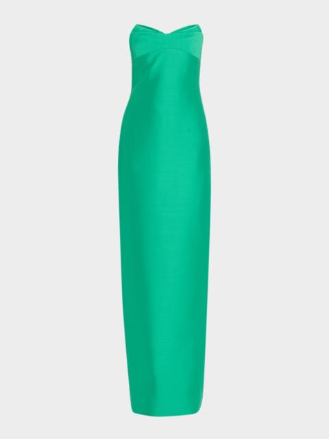 BADGLEY MISCHKA Strapless Fold-Over Column Gown