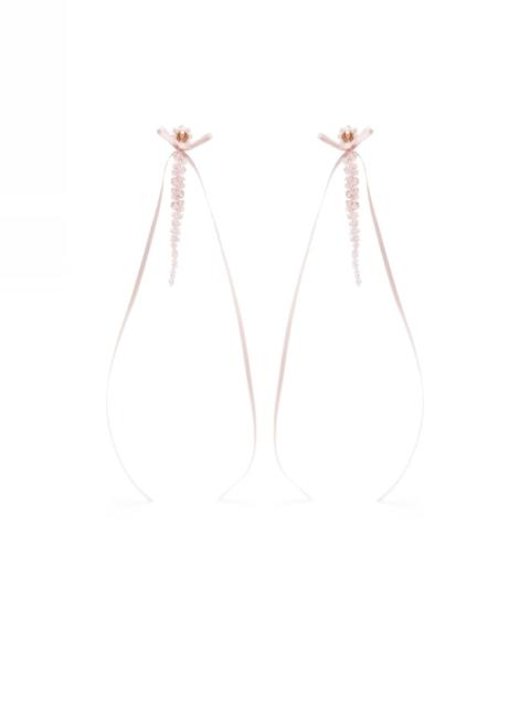 Simone Rocha Slim Bow Ribbon drop earrings