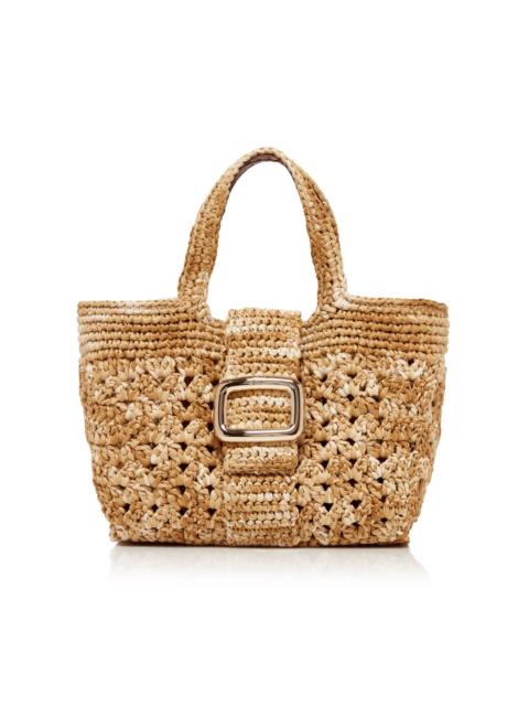Roger Vivier Grand Vivier Choc Raffia Crochet Tote neutral