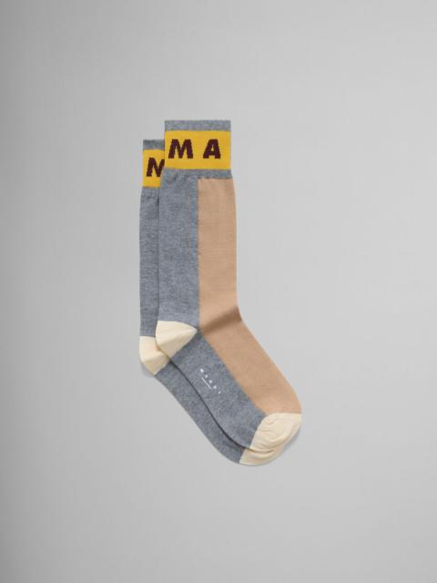 Marni BROWN COLOUR-BLOCK COTTON SOCKS