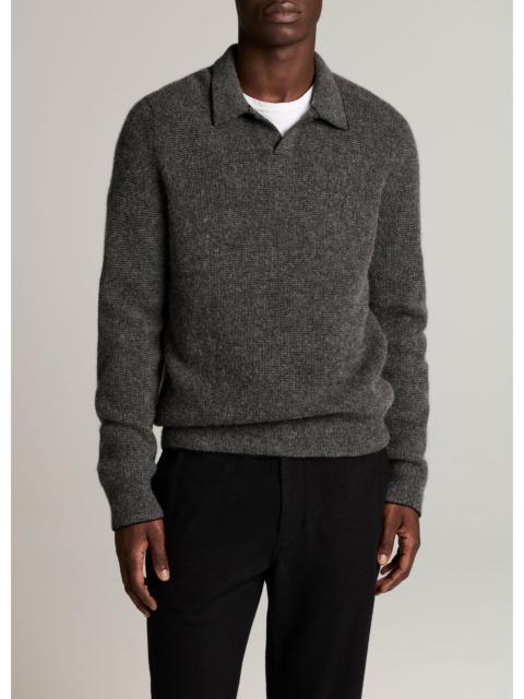Vince Plush Cashmere Thermal Johnny-Collar Sweater