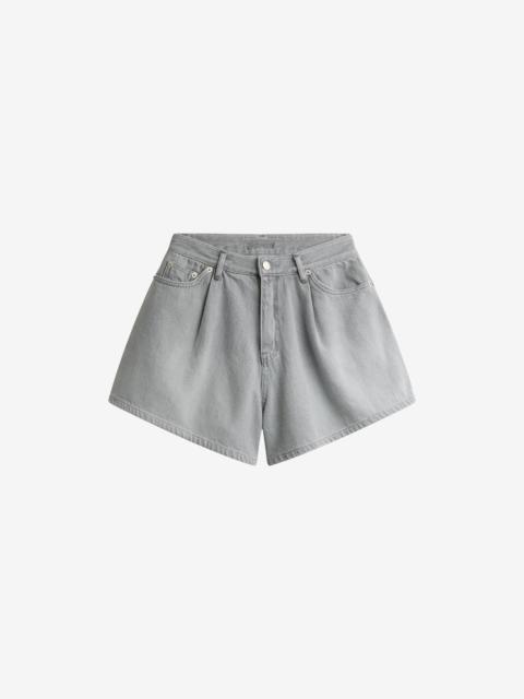 The Frankie Shop Mojave Pleated Denim Shorts - Grey Wash