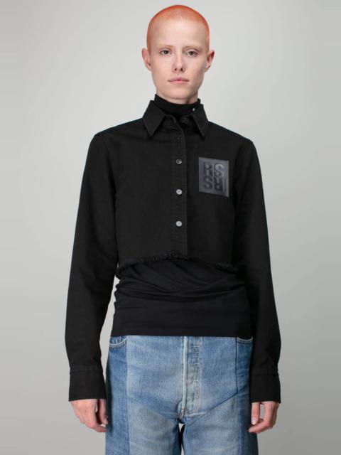 Raf Simons Cropped Denim Shirt with R Pin in Back
