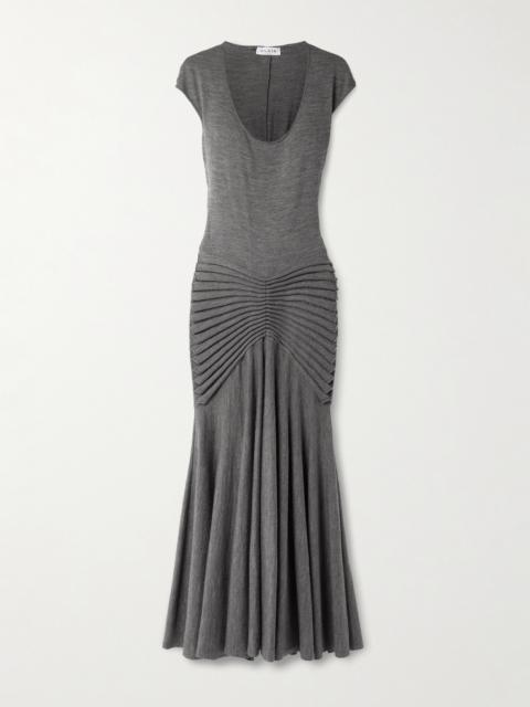 Alaïa Pleated Wool Maxi Dress