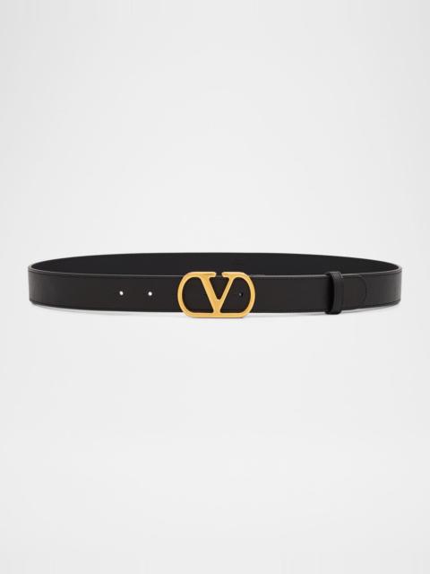 Valentino VLogo Signature Calfskin Leather Belt, 30mm