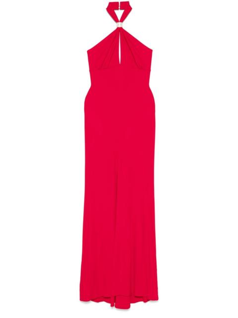 ELISABETTA FRANCHI logo-plaque draped gown