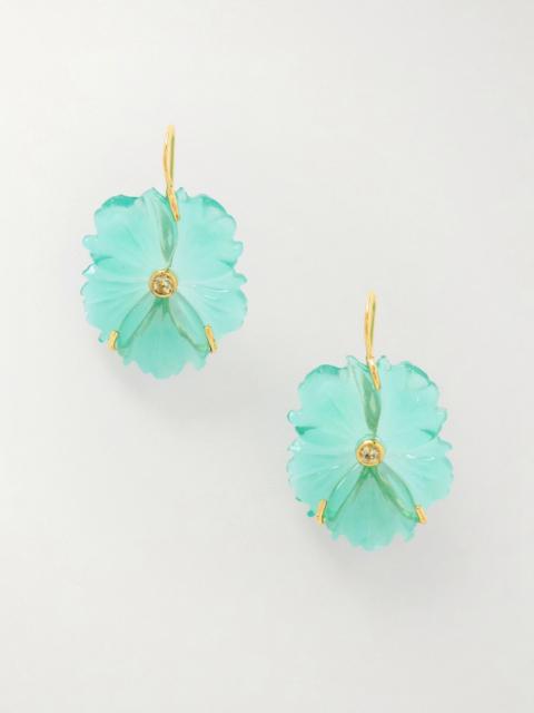 LIZZIE FORTUNATO New Bloom enamel gold-plated, glass and lemon quartz earrings Turquoise