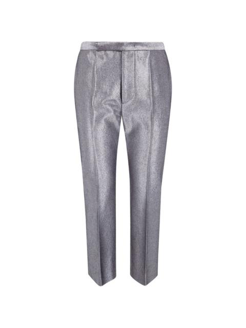 SAPIO metallic-finish pressed-crease jeans
