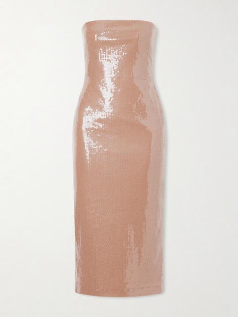 ALEX PERRY Strapless Sequined Stretch-mesh Gown