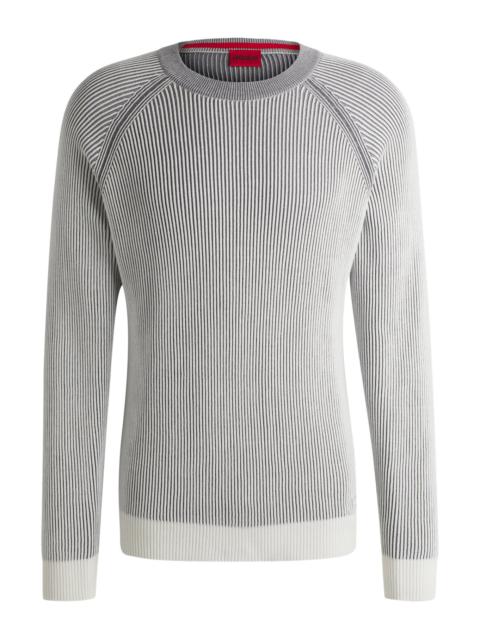 HUGO COTTON SWEATER WITH TWO-TONE RIBBING