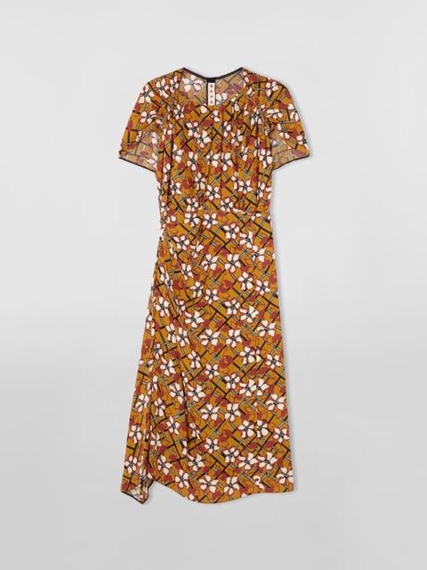 Marni VISCOSE SABLÉ DRESS WITH RUFFLED COLLAR AND SHOULDERS