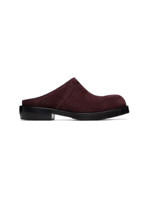 Dries Van Noten Burgundy Suede Workwear Mule Loafers