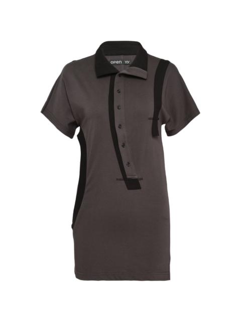 OPEN YY curved button-panel polo top