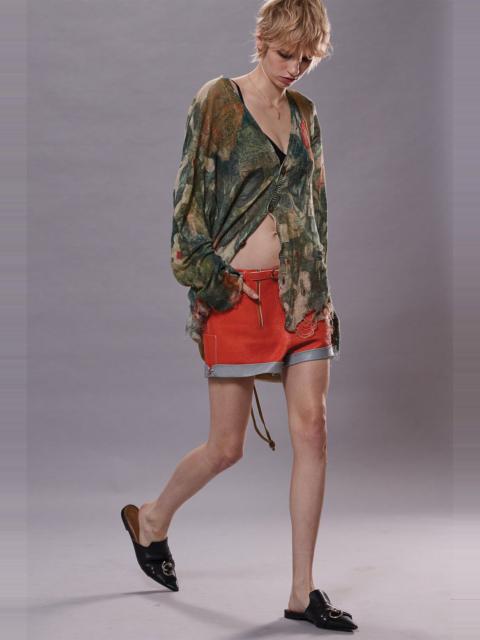 R13 LEATHER BIKER SHORT