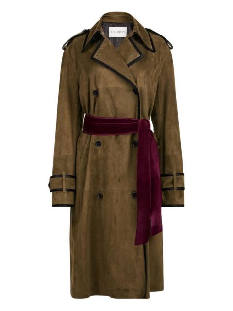 NINA RICCI belted leather-trimmed coat