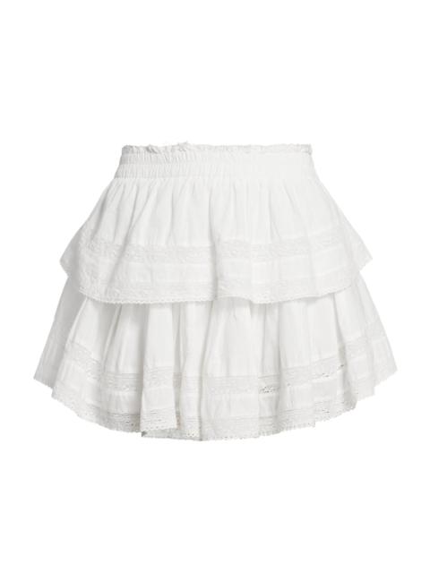 LoveShackFancy Women's Tiered Ruffle Mini Skirt - Antique White