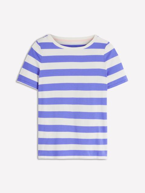 BODEN Olivia Short Sleeve Breton-Baja Blue and Ivory Stripe