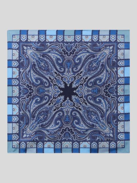 Etro SILK POCKET SQUARE WITH PAISLEY AND MEDALLION MOTIF