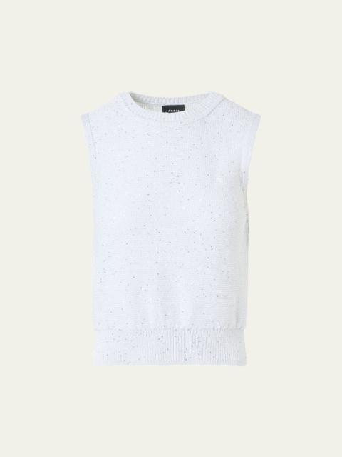 AKRIS Sleeveless Sequined Linen Cotton Sweater