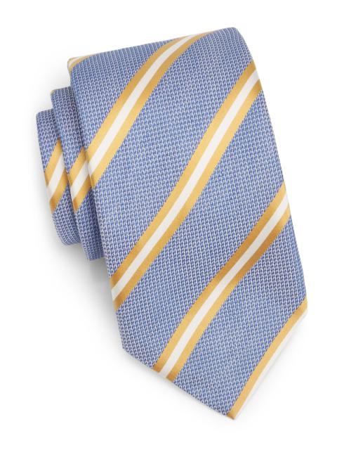 Canali Men's Repp Stripe Silk Tie - Blue