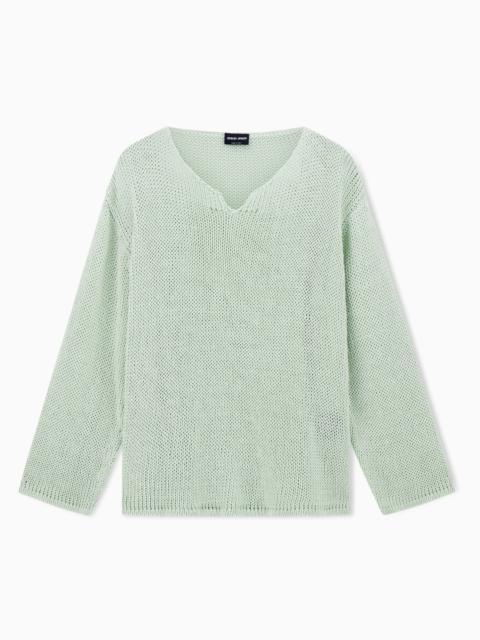 GIORGIO ARMANI JUMPER IN LINEN, LYOCELL AND CASHMERE