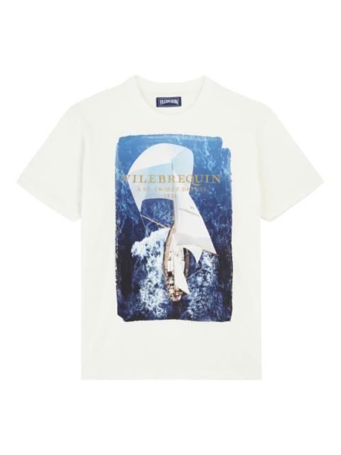 Men Cotton T-Shirt Sailing Boat From The Sky