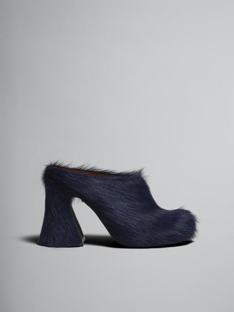Marni BLUE LONG HAIR CALFSKIN FUSSBETT CLOG