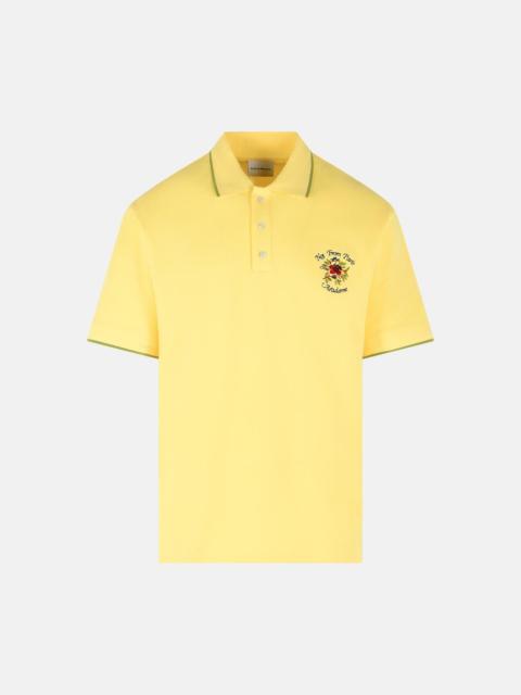 Drôle de Monsieur 'SLOGAN ROSE' YELLOW COTTON POLO SHIRT