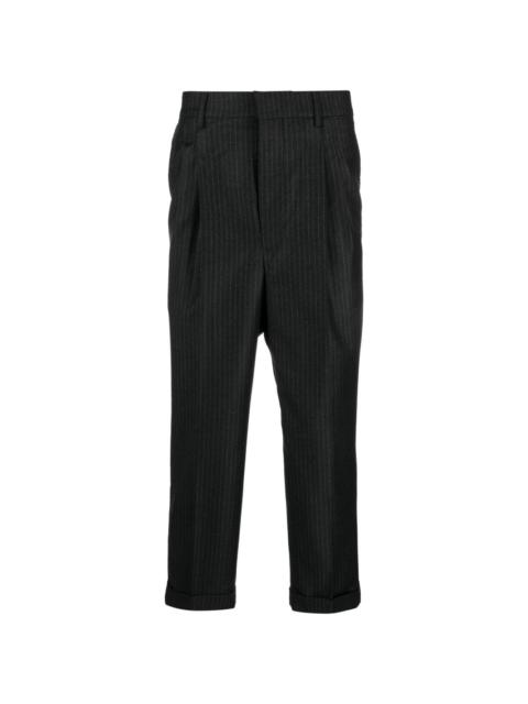 pinstriped tailored cropped trousers