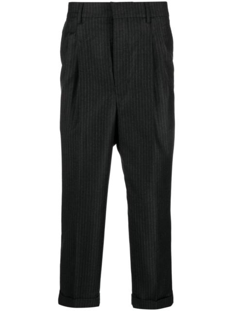 pinstriped tailored cropped trousers