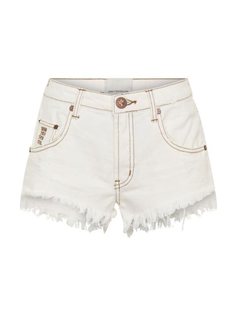 ONE TEASPOON Renegades High Waist Denim Shorts - White Beauty