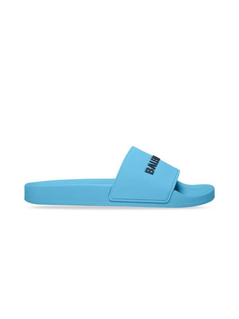 BALENCIAGA Men's Pool Slide Sandal in Blue Sky